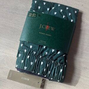 J.Crew Forest Green Boxer Shorts with White Tree Design